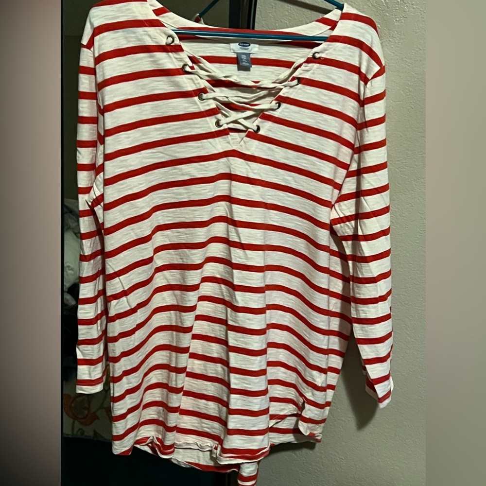 Old Navy red & off white tunic. XXL Tall. NWOT